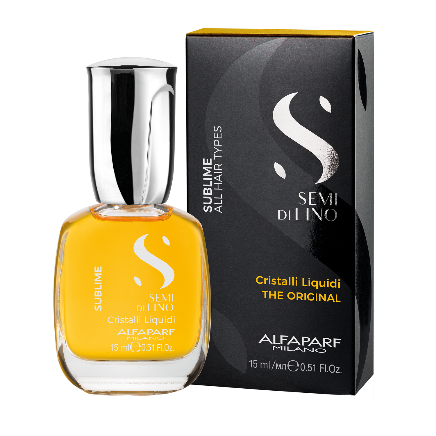 Alfaparf Milano Semi Di Lino Sublime Cristalli Liquidi Hair Oil Serum 15ml bottle box