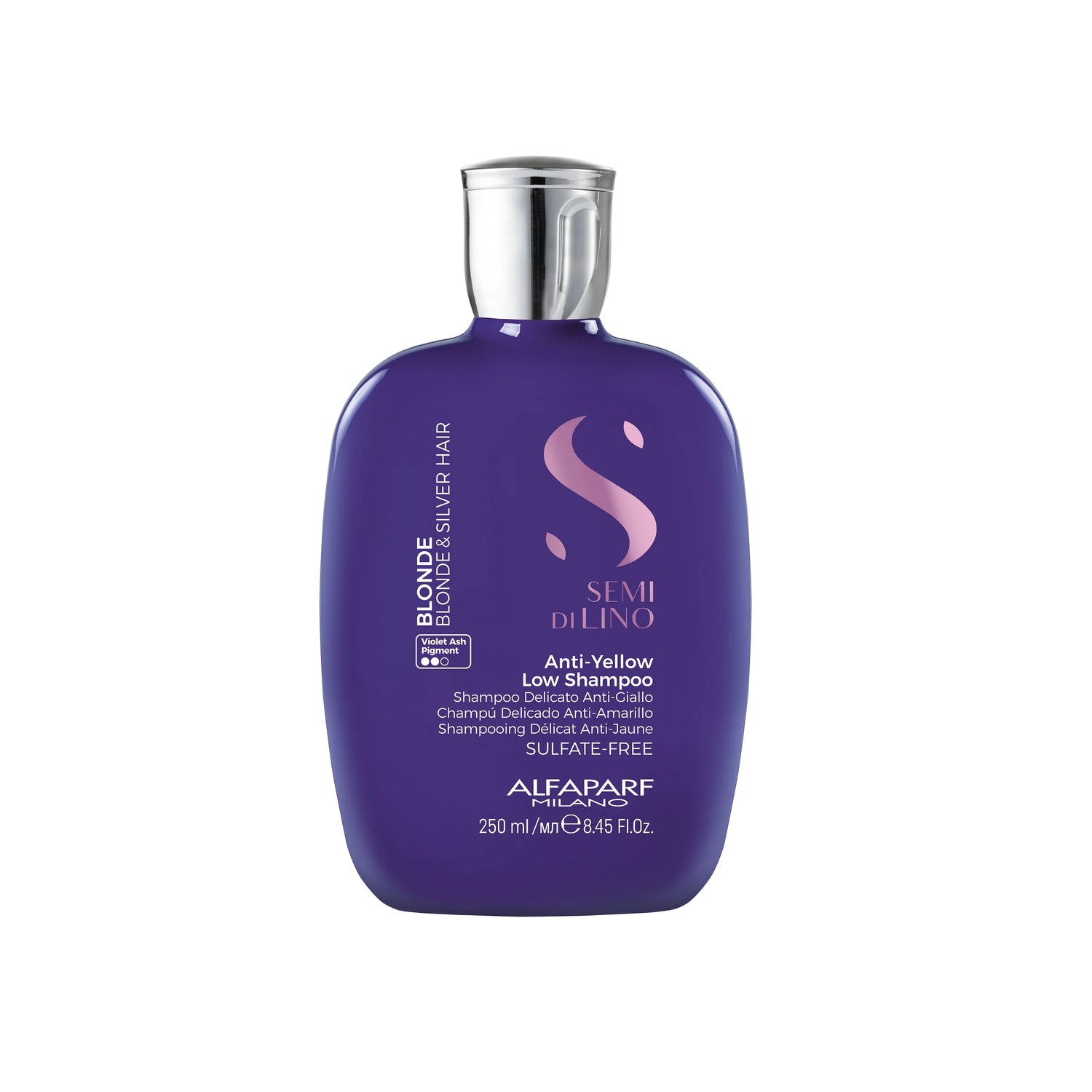 Alfaparf Milano Professional Semi Di Lino Anti-Yellow Purple Sulfate Free Shampoo for Blonde Hair