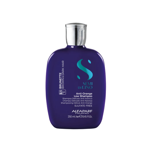 Alfaparf Milano Semi di Lino Brunette Anti-Orange Sulfate Free Blue Shampoo for Brown, Chestnut and Dark Hair